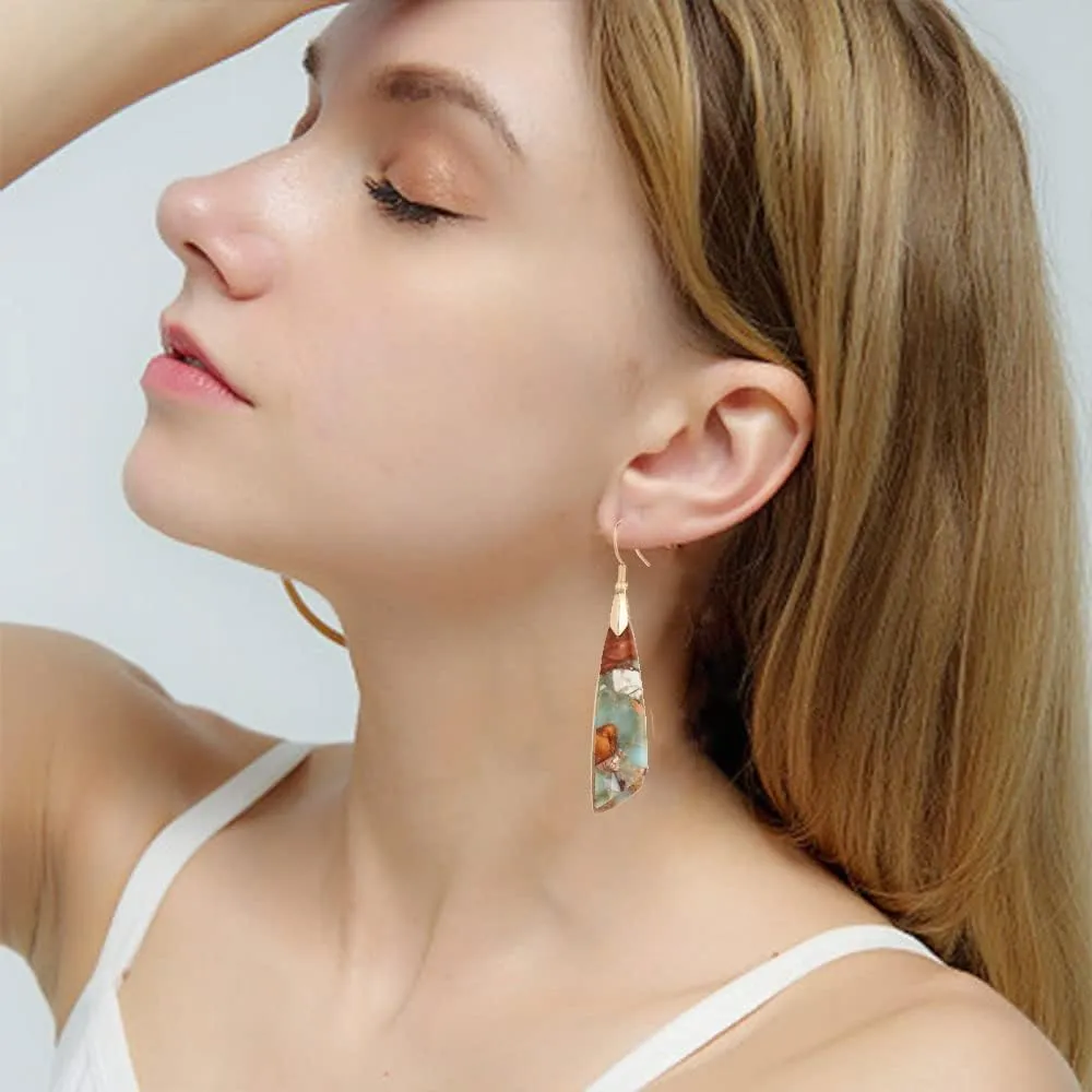 Boho Agalmatolite Stone Earrings for Women Unique Gemstone Mutiple Styles Dangle Drop Earrings Jewelry for Gift