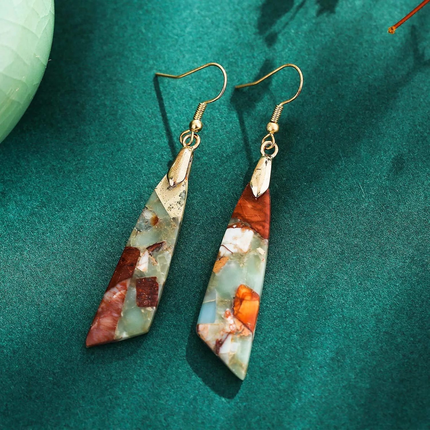 Boho Agalmatolite Stone Earrings for Women Unique Gemstone Mutiple Styles Dangle Drop Earrings Jewelry for Gift