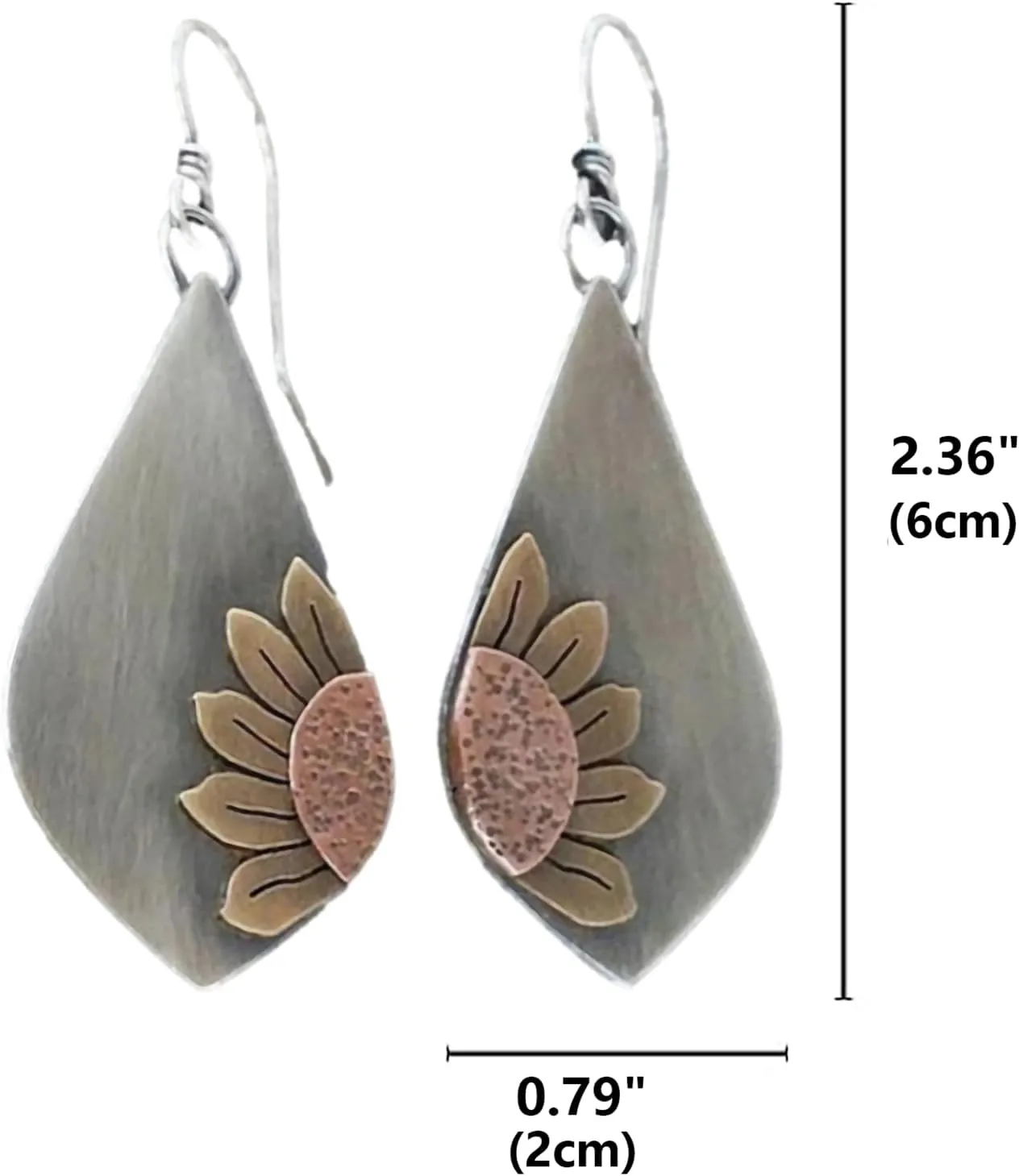 Boho Teardrop Earrings, Handmade Copper Bohemian Earrings, Dangle Antique Ethnic Jewelry for Women
