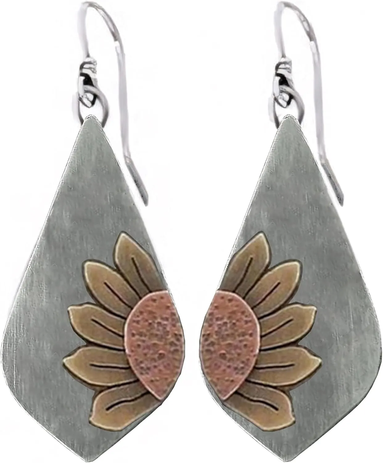 Boho Teardrop Earrings, Handmade Copper Bohemian Earrings, Dangle Antique Ethnic Jewelry for Women