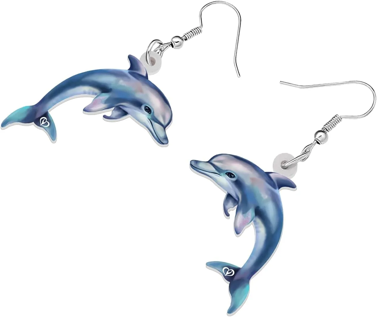 BONSNY Acrylic Dangling Novelty Fun Orange Cute Dolphin Earrings Hypoallergenic Designer Ocean Animals Jewelry Gifts For Women