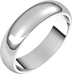 Bonyak Jewelry Platinum 5mm Half Round Band Elegant, Size 8