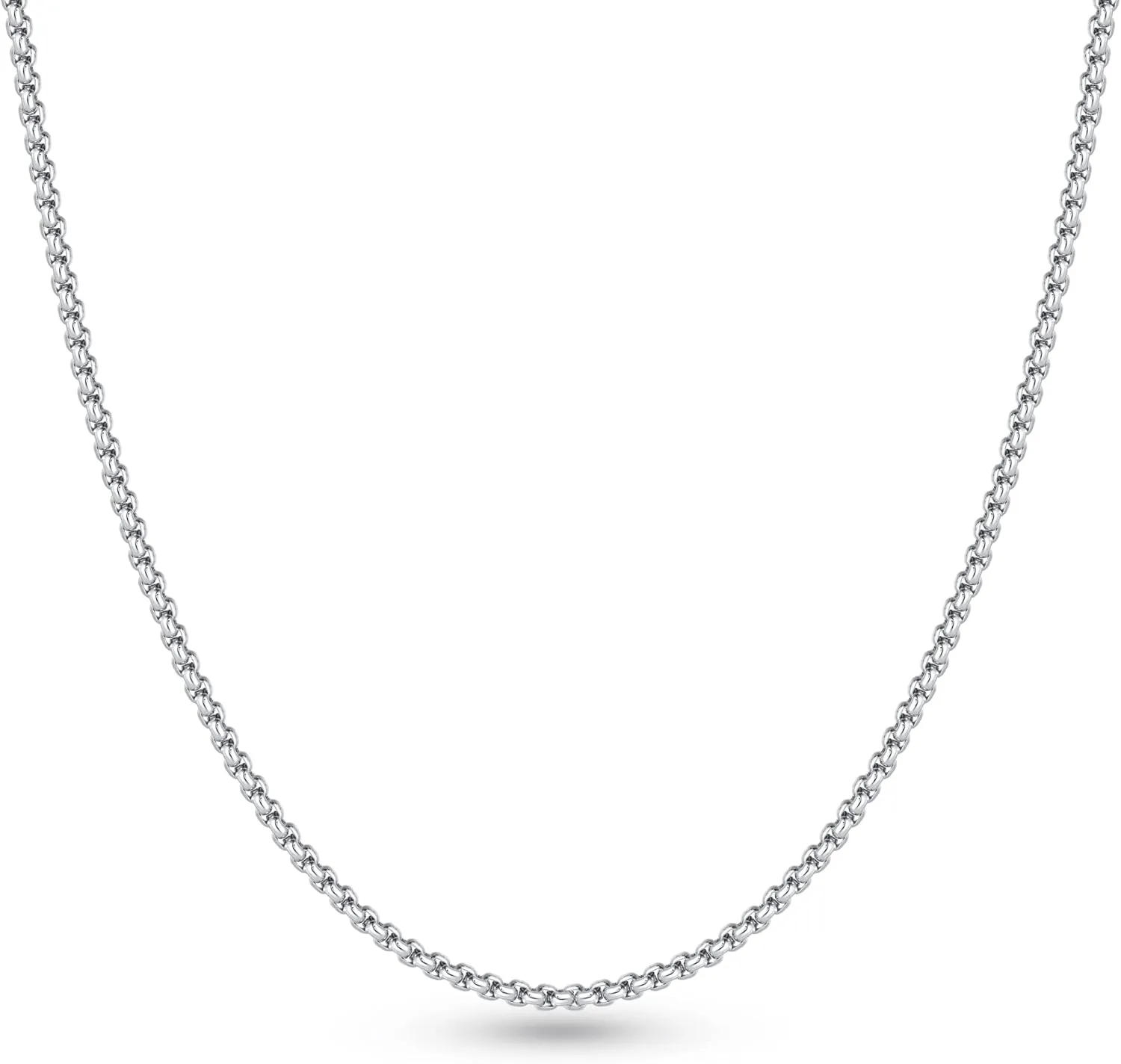 BRIJEWNES 925 Sterling Silver Clasp 2mm Box Chain Necklace for Women Diamond Cut Silver Chain Necklace for Women 16 18 20 22 24 26 30 Inches