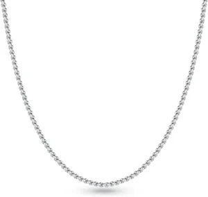 BRIJEWNES 925 Sterling Silver Clasp 2mm Box Chain Necklace for Women Diamond Cut Silver Chain Necklace for Women 16 18 20 22 24 26 30 Inches