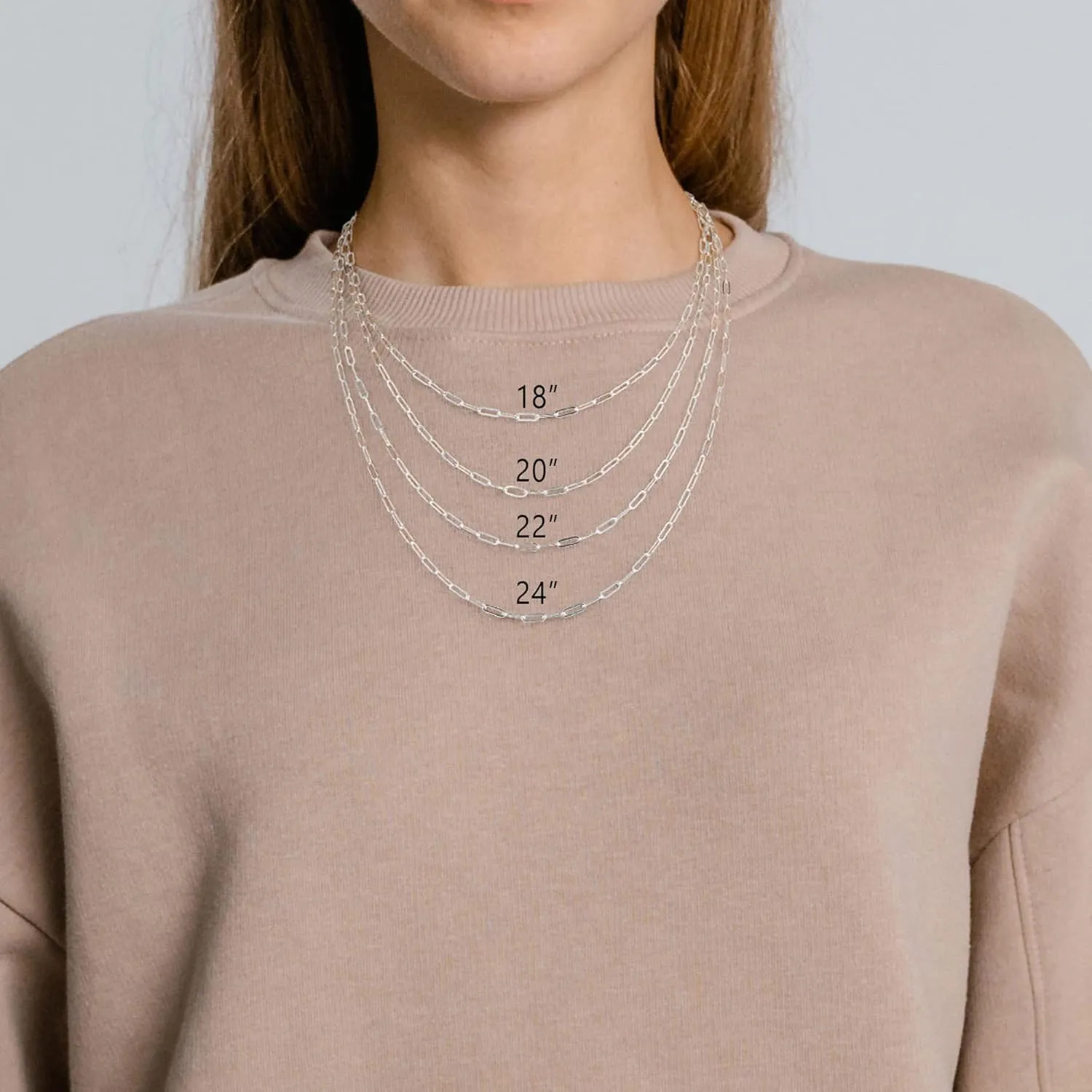 BRIJEWNES 925 Sterling Silver Clasp 3mm Paperclip Chain Necklace for Women Diamond Cut Silver Chain Necklace for Women 16 18 20 22 24 26 30 Inches