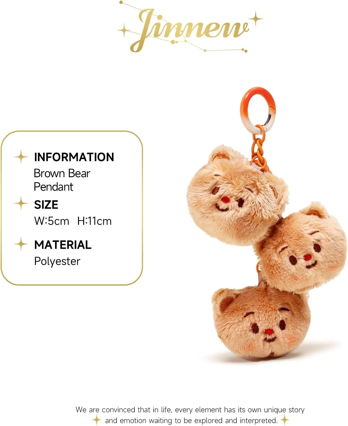 Brown Bear Heart Plush Keychain - Kawaii Cream Bear for Women, Creative and Fun