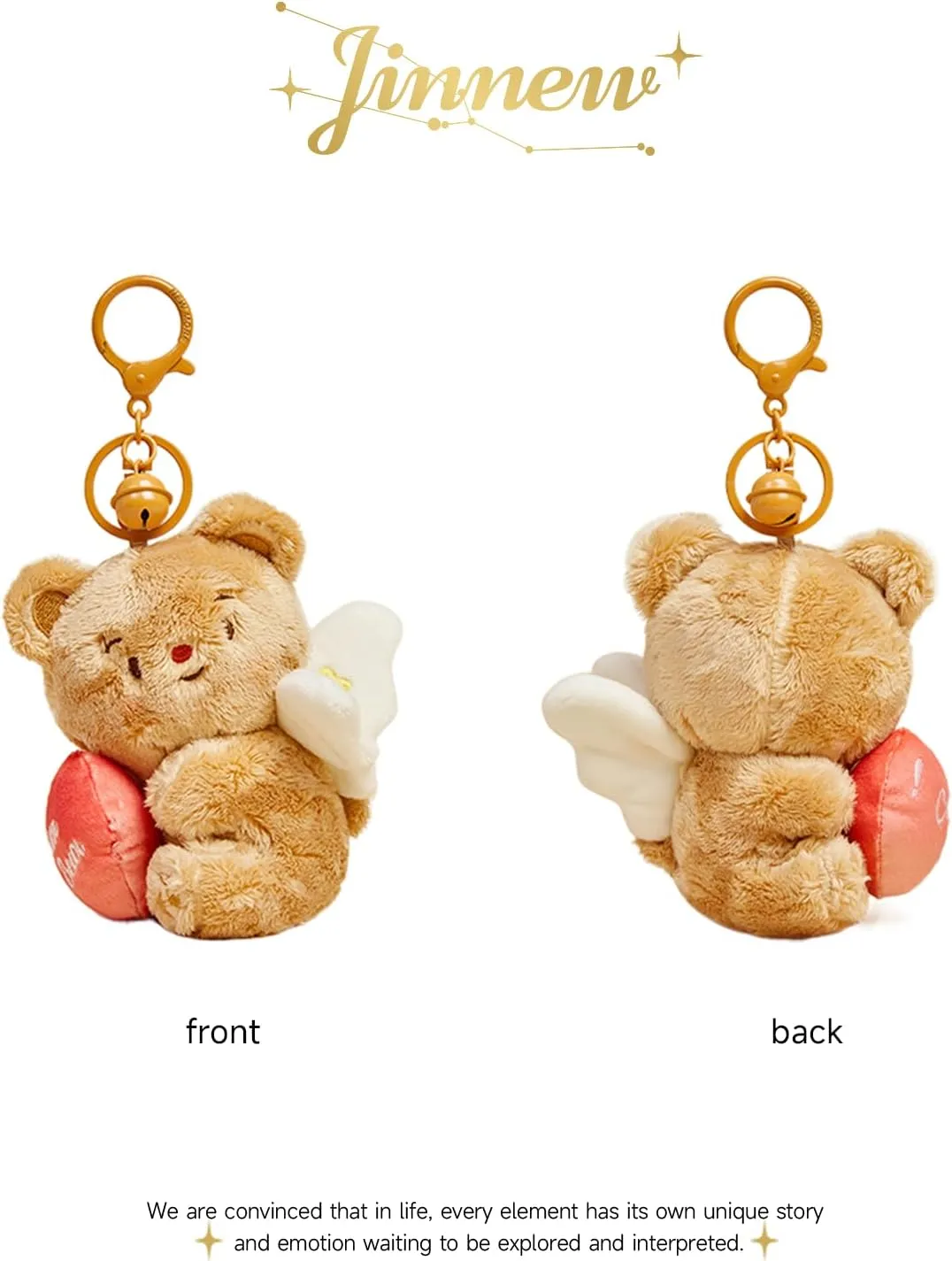 Brown Bear Heart Plush Keychain - Kawaii Cream Bear for Women, Creative and Fun