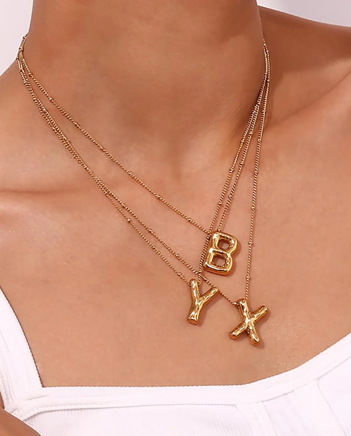 Bubble Letter Necklace for Women,14K Gold Plated Balloon Initial Necklace Dainty Charm Necklaces Puffy Alphabet Name Personalized A-Z Letter Pendant Jewelry for Mom