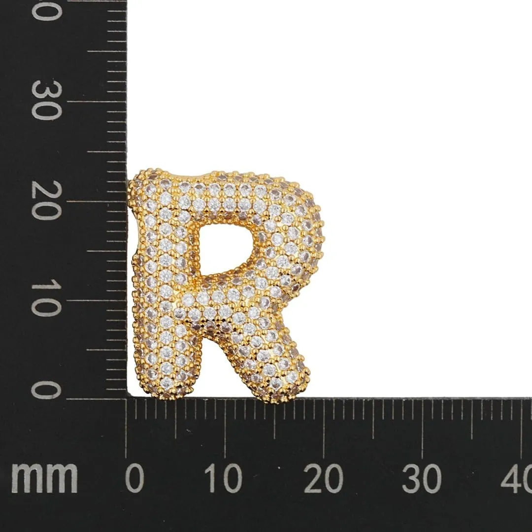 Bubble Letter Necklace Gold for WomenCharm Balloon Initial Letter Pendant Zirconia Inlaid Necklaces Fashion Gifts Jewelry