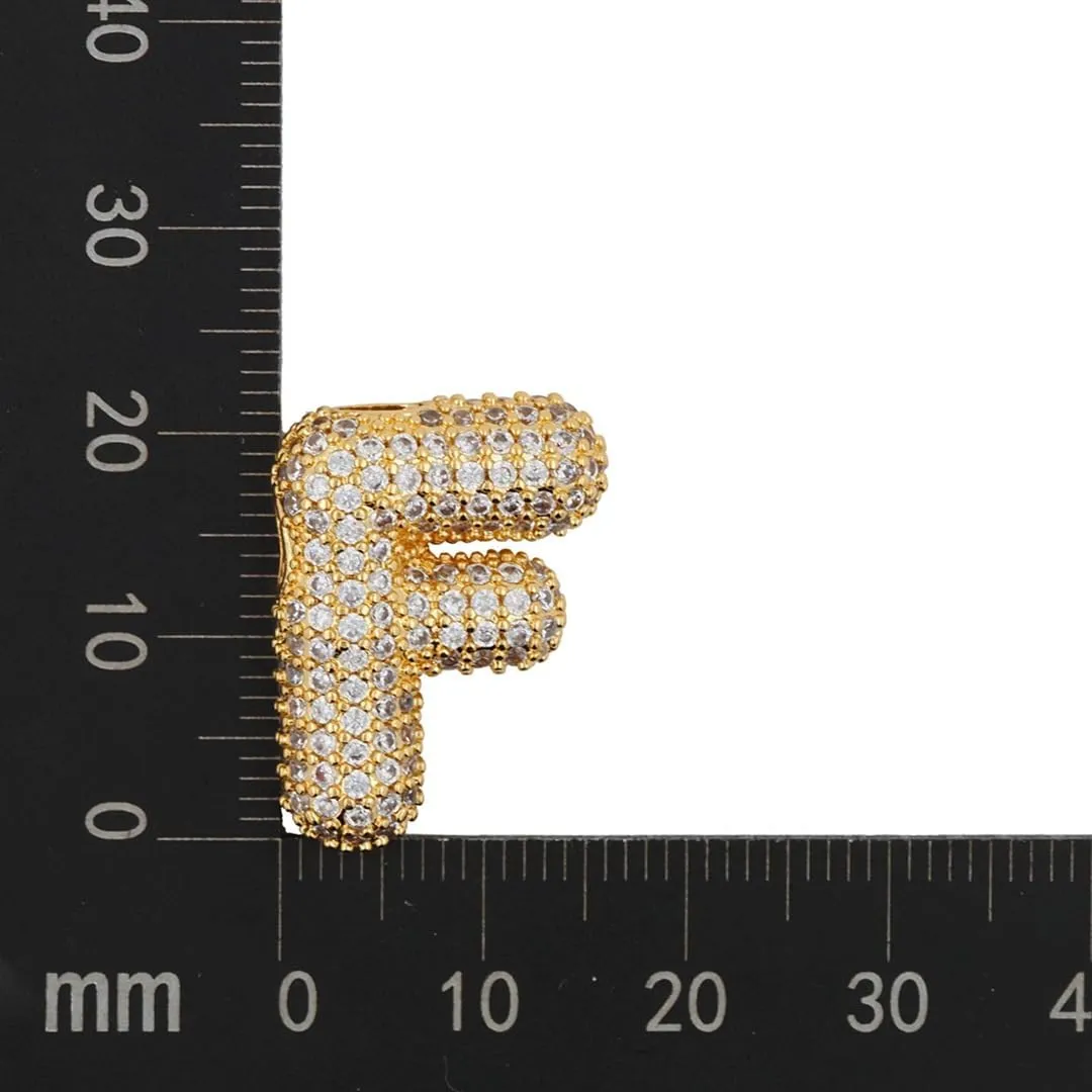 Bubble Letter Necklace Gold for WomenCharm Balloon Initial Letter Pendant Zirconia Inlaid Necklaces Fashion Gifts Jewelry