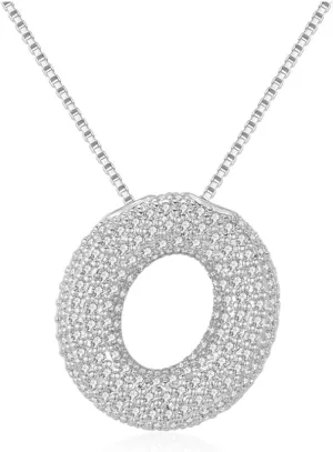Bubble Letter Necklace Gold for WomenCharm Balloon Initial Letter Pendant Zirconia Inlaid Necklaces Fashion Gifts Jewelry