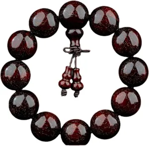 Buddhist prayer bracelet Red sandalwood bracelet Men's and women's wooden Venus shining wood meditation yoga bracelet (20mm, 12 beads)
