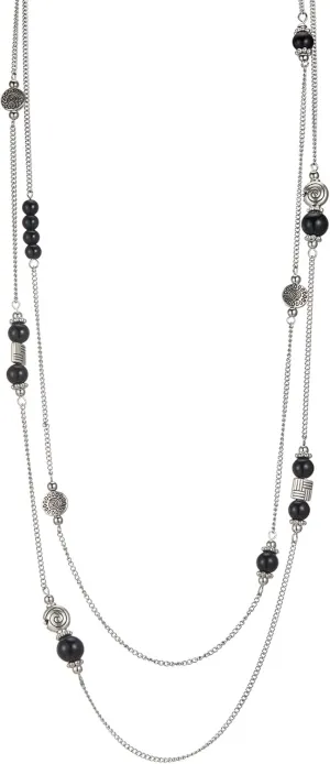 BULINLIN Layered Silver Long Necklace for Women Turquoise Stone Beaded Strand Sweater Chain Necklaces Fashion Costume Jewelry Gifts for Mom