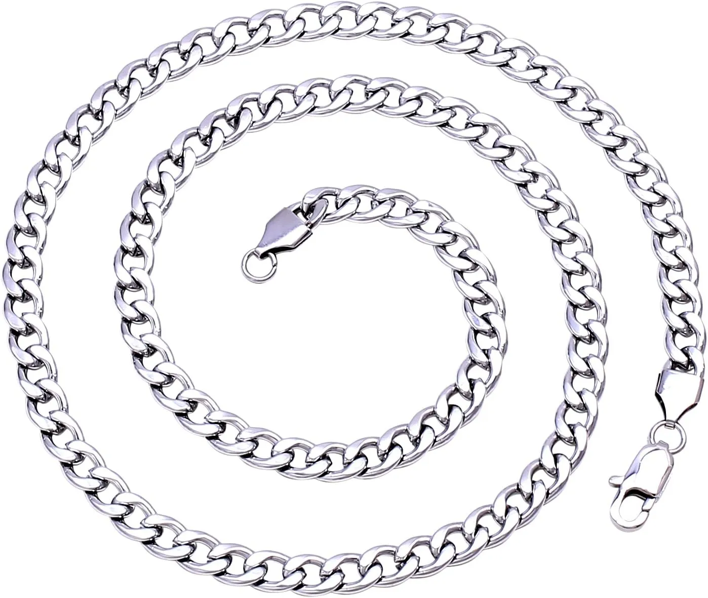 C08-P06 18"-36" Mens Stainless Steel Silver 2-Tone Crucifix Jesus Cross Pendant Necklace Chain Link