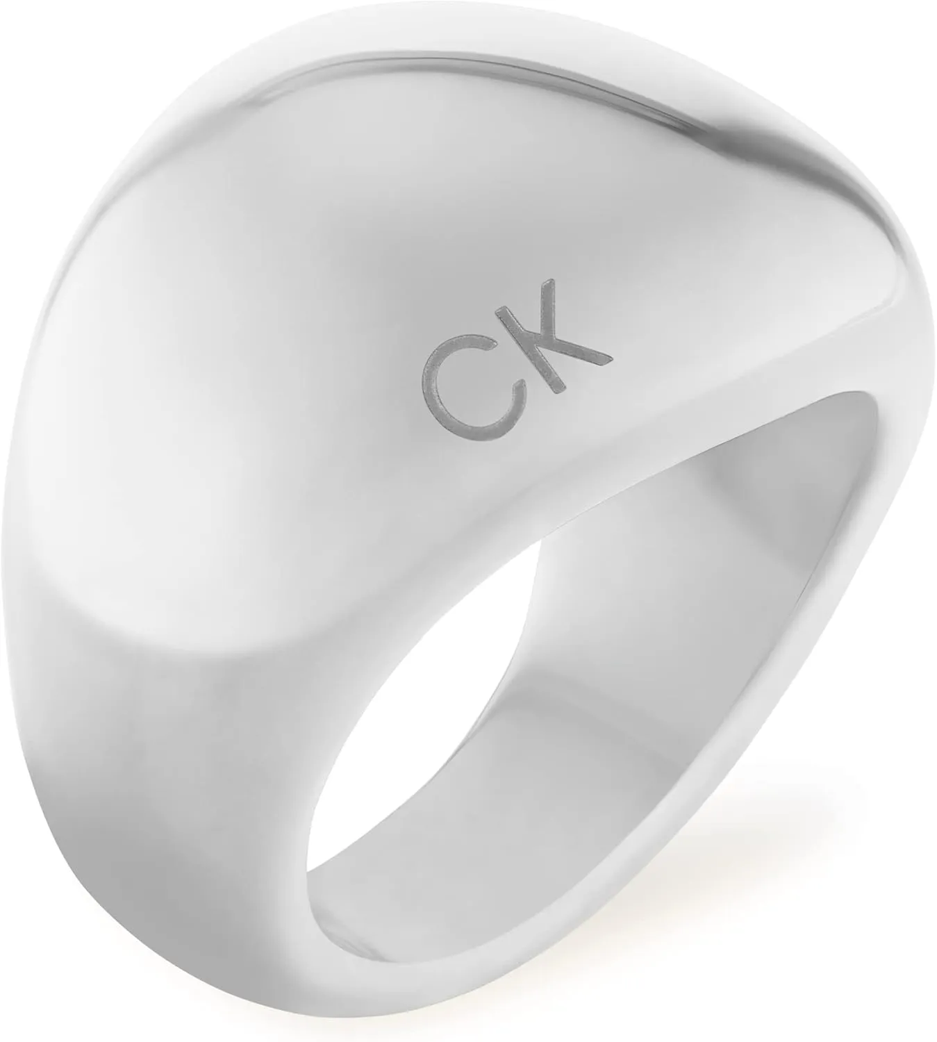 Calvin Klein Women's Stainless Steel Ring: Sophisticated Organic Shape with Soft Oval Dome