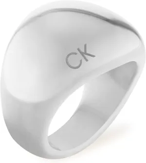 Calvin Klein Women's Stainless Steel Ring: Sophisticated Organic Shape with Soft Oval Dome