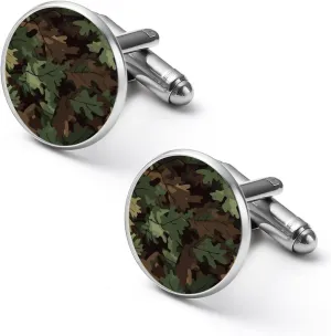 Camouflage Hunting Leaves Fashion Cufflinks For Men Alloy Tuxedo Shirt Cuff Links For Business Wedding Party 1.7cm
