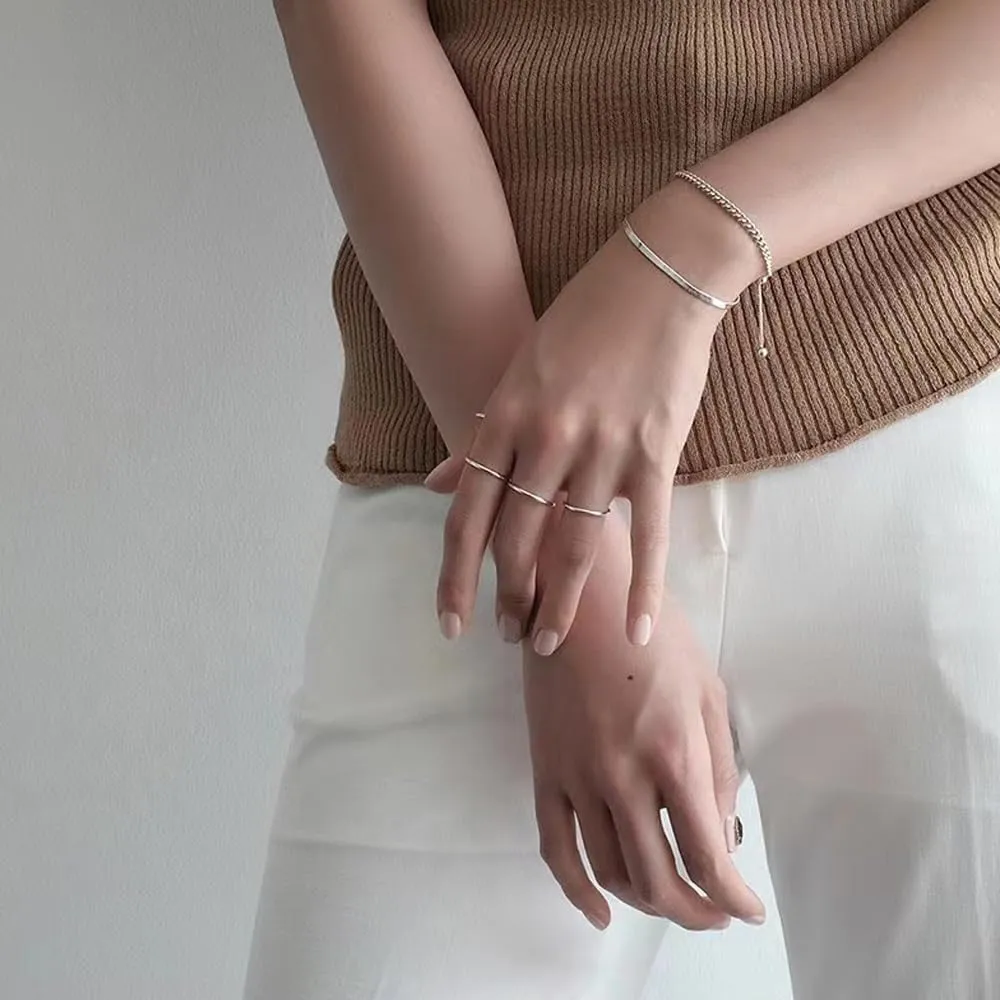 CANDYFANCY 925 Sterling Silver 1.2mm Stacking Midi Thin Rings Thumb Pinky Ring Stack Knuckle Rings for Women Band Ring Size 2.5-8.5