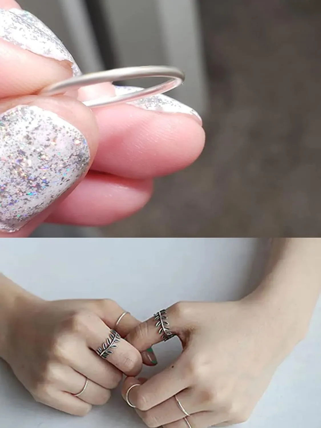 CANDYFANCY 925 Sterling Silver 1.2mm Stacking Midi Thin Rings Thumb Pinky Ring Stack Knuckle Rings for Women Band Ring Size 2.5-8.5