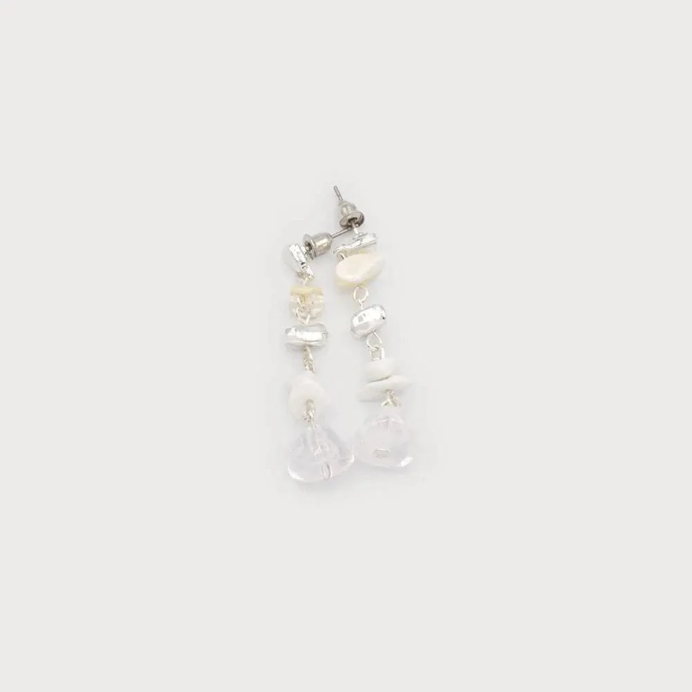 Caracol Delicate Semi-Precious Stones and Metal Pendant Earrings- 2696