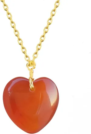 Carnelian Heart Healing Stone Pendant Necklace for Women Natural Carnelian Pendant Handmade Necklace