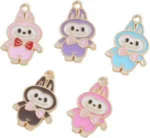 Cartoon Alloy Jewelry Accessories, Personalized Fashion Keychain Bracelet Earrings Pendant Pendant A total of 5 Pieces 5 Colors