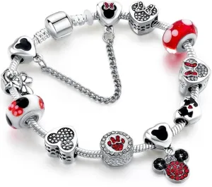 Cartoon Mouse Charms Bracelet, Anti-Tarnish Alloy, 20CM, Silver, SHAPER681359412937
