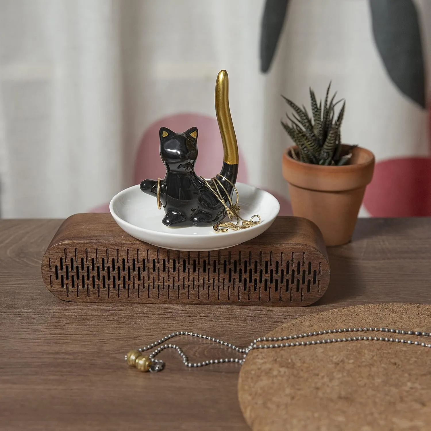 Cat Ring Holder Ceramic Jewelry Dish - Trinket Tray for Earrings and Organizer - Funny Themed Gifts for Cat Mom, Lovers, Birthday Gifts for Women