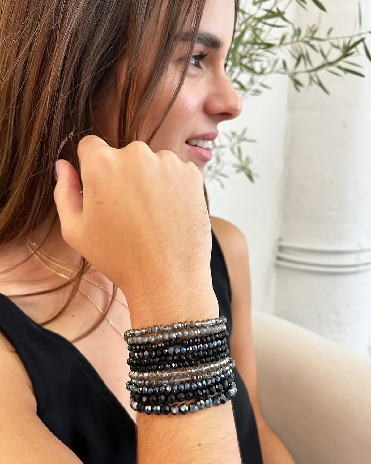 CATCHY & CRAFTY Bracelet Crystal Stretch Stackable Layering Colorful Statement Bracelets Women Glass Beaded Boho Friendship Handmade Bridal Gift