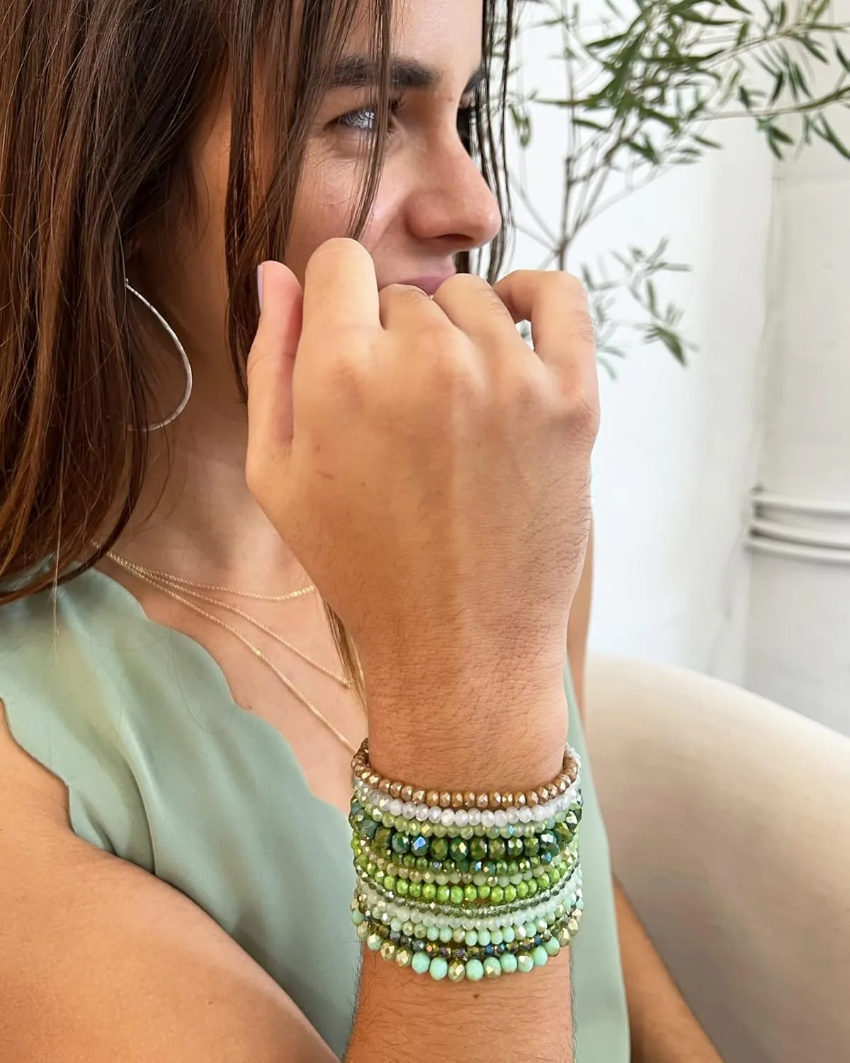 CATCHY & CRAFTY Bracelet Crystal Stretch Stackable Layering Colorful Statement Bracelets Women Glass Beaded Boho Friendship Handmade Bridal Gift