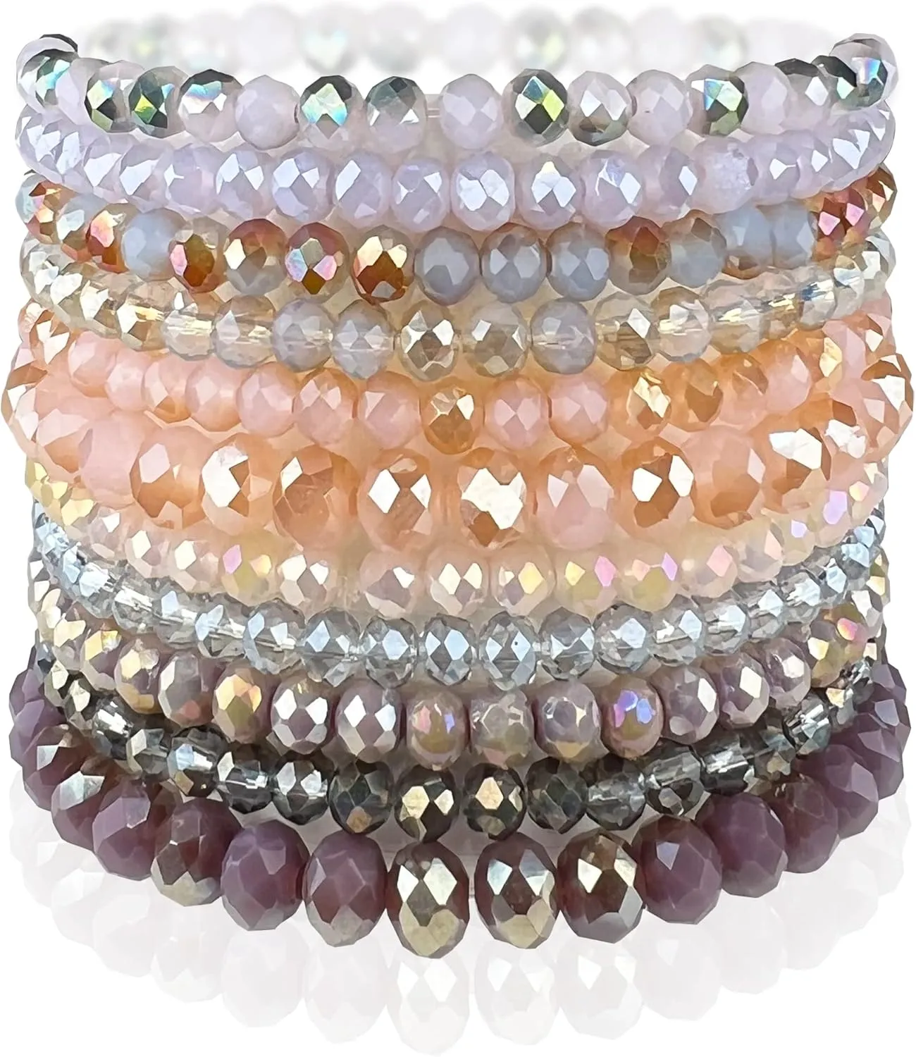 CATCHY & CRAFTY Bracelet Crystal Stretch Stackable Layering Colorful Statement Bracelets Women Glass Beaded Boho Friendship Handmade Bridal Gift