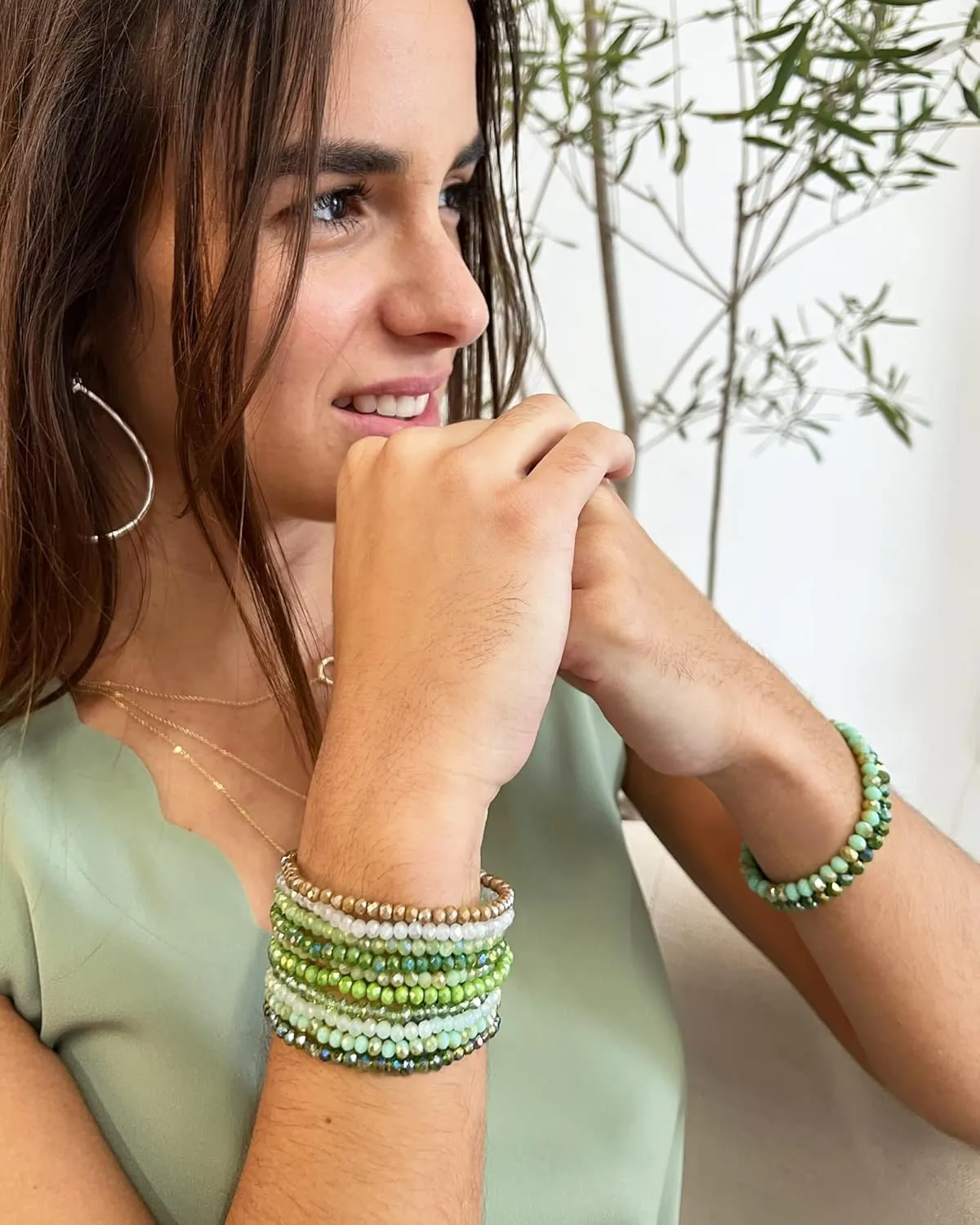 CATCHY & CRAFTY Bracelet Crystal Stretch Stackable Layering Colorful Statement Bracelets Women Glass Beaded Boho Friendship Handmade Bridal Gift