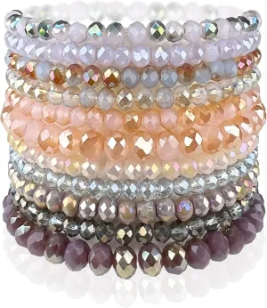 CATCHY & CRAFTY Bracelet Crystal Stretch Stackable Layering Colorful Statement Bracelets Women Glass Beaded Boho Friendship Handmade Bridal Gift