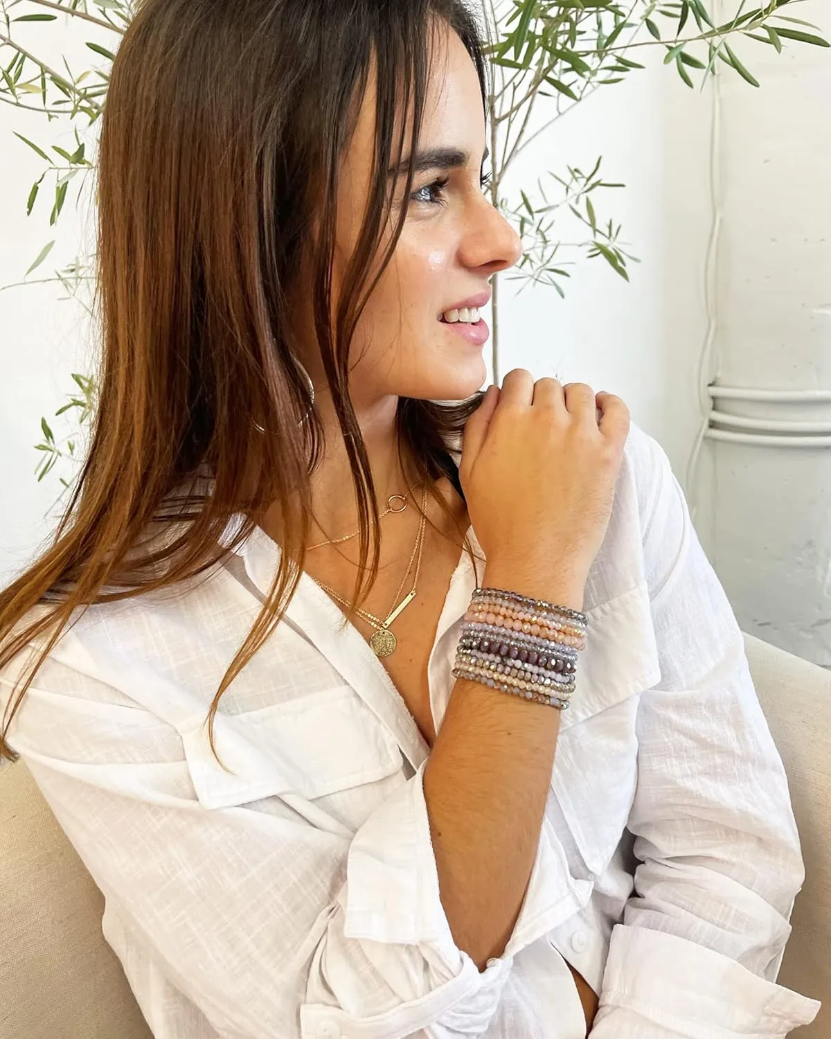 CATCHY & CRAFTY Bracelet Crystal Stretch Stackable Layering Colorful Statement Bracelets Women Glass Beaded Boho Friendship Handmade Bridal Gift
