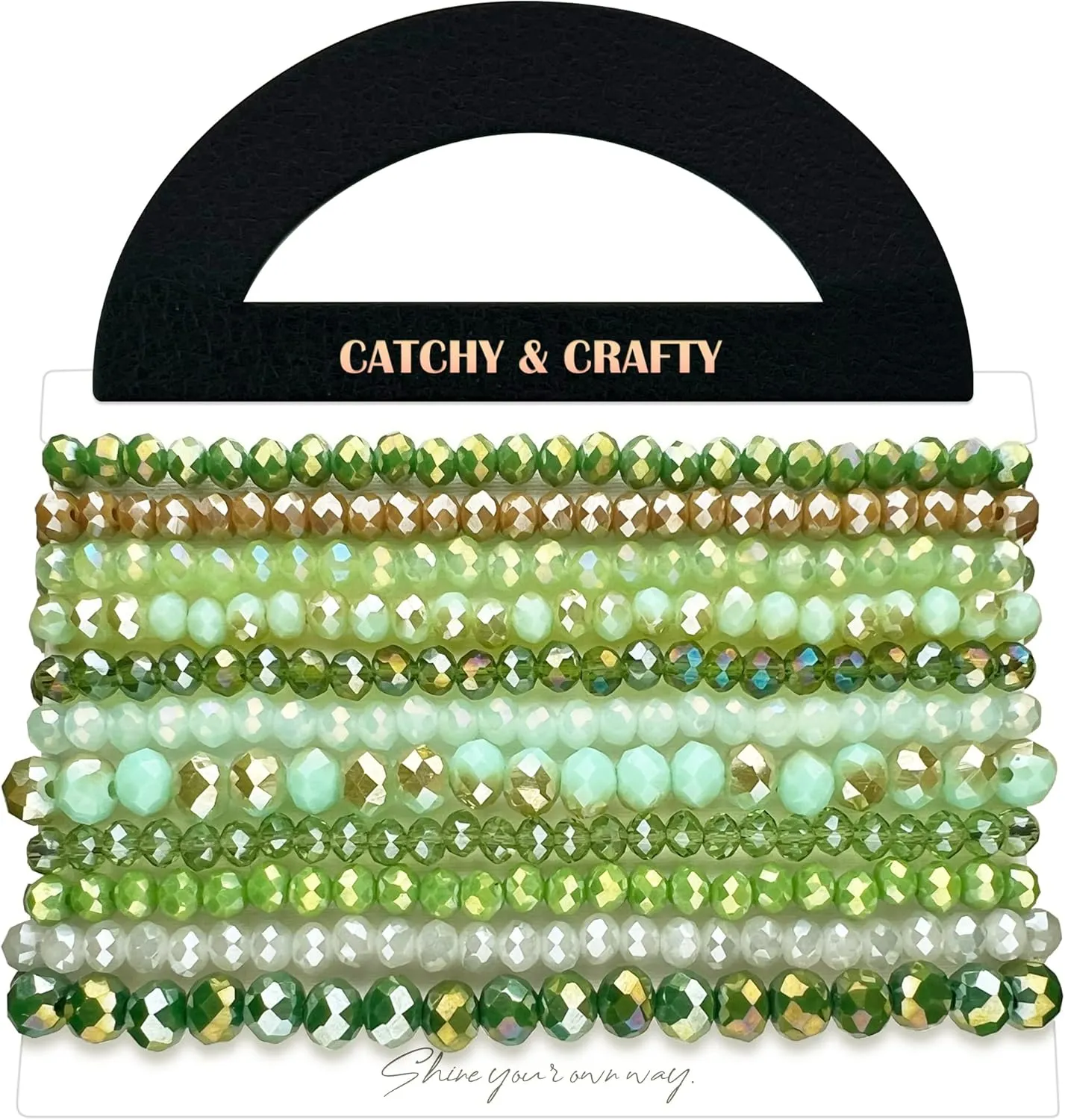 CATCHY & CRAFTY Bracelet Crystal Stretch Stackable Layering Colorful Statement Bracelets Women Glass Beaded Boho Friendship Handmade Bridal Gift