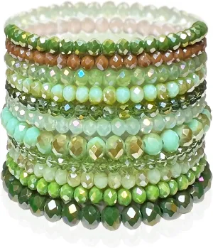 CATCHY & CRAFTY Bracelet Crystal Stretch Stackable Layering Colorful Statement Bracelets Women Glass Beaded Boho Friendship Handmade Bridal Gift