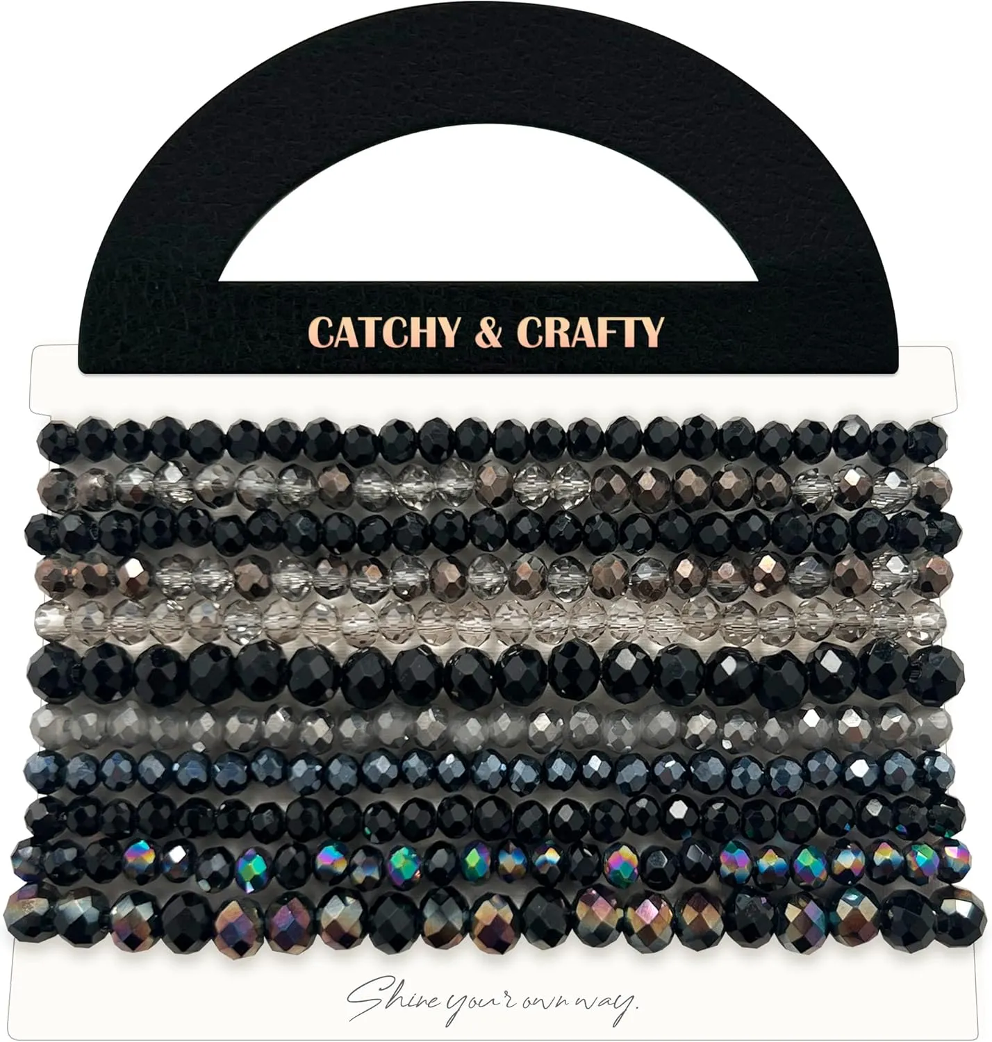 CATCHY & CRAFTY Bracelet Crystal Stretch Stackable Layering Colorful Statement Bracelets Women Glass Beaded Boho Friendship Handmade Bridal Gift