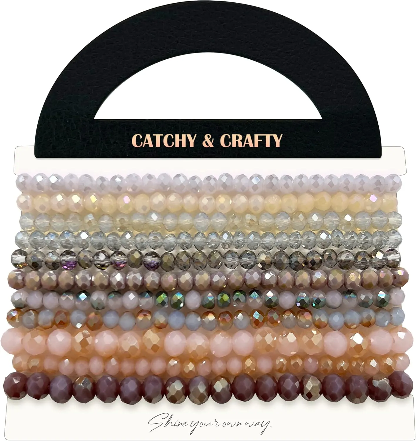 CATCHY & CRAFTY Bracelet Crystal Stretch Stackable Layering Colorful Statement Bracelets Women Glass Beaded Boho Friendship Handmade Bridal Gift