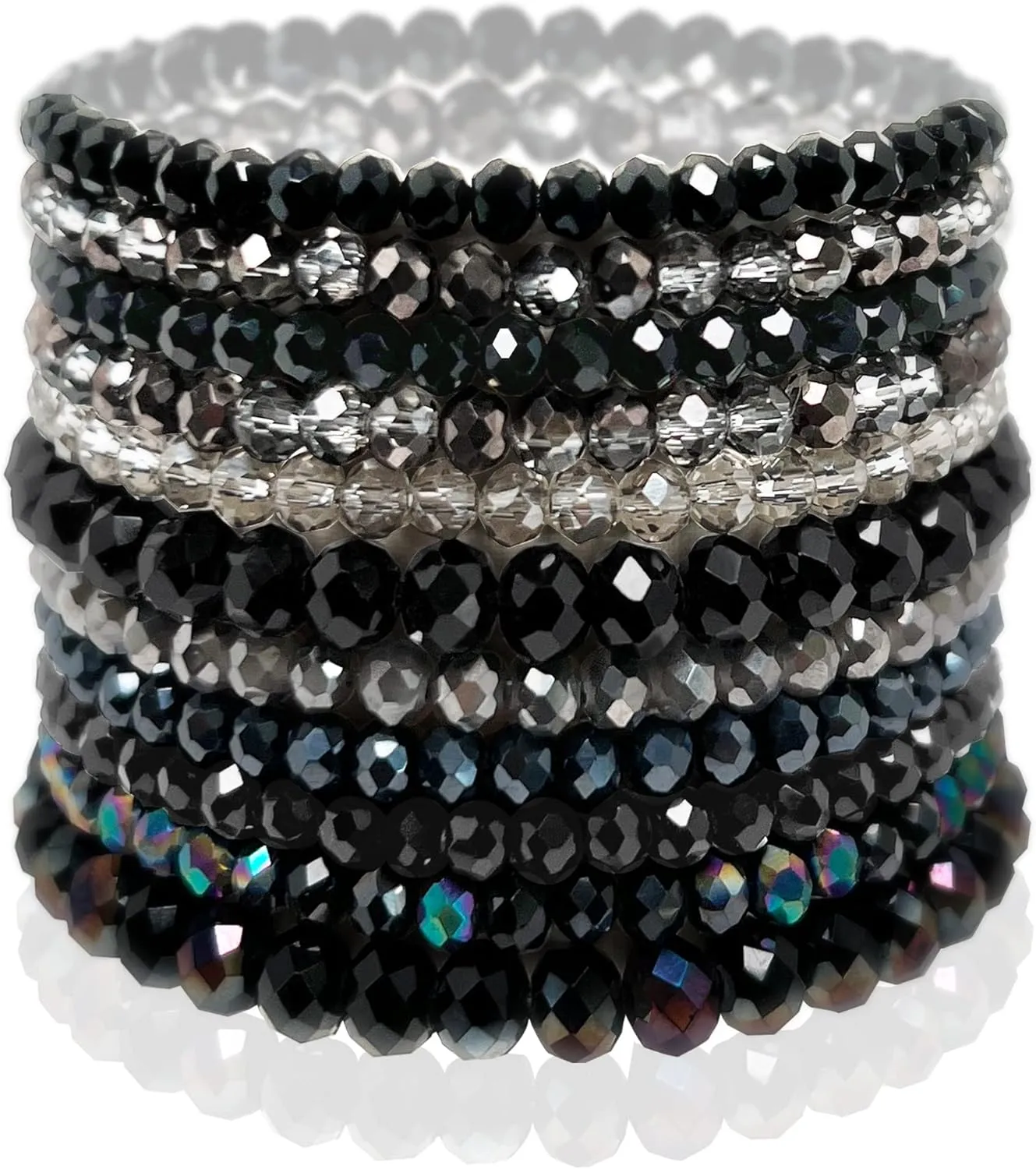 CATCHY & CRAFTY Bracelet Crystal Stretch Stackable Layering Colorful Statement Bracelets Women Glass Beaded Boho Friendship Handmade Bridal Gift