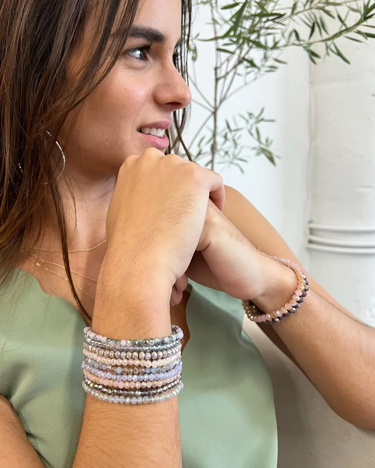 CATCHY & CRAFTY Bracelet Crystal Stretch Stackable Layering Colorful Statement Bracelets Women Glass Beaded Boho Friendship Handmade Bridal Gift