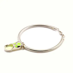 Charm Bracelet in 925 Sterling Silver <br> <span style="font-size: 11px; font-family:Helvetica,Arial,sans-serif;">Enamel Green Crocs Charm </span>