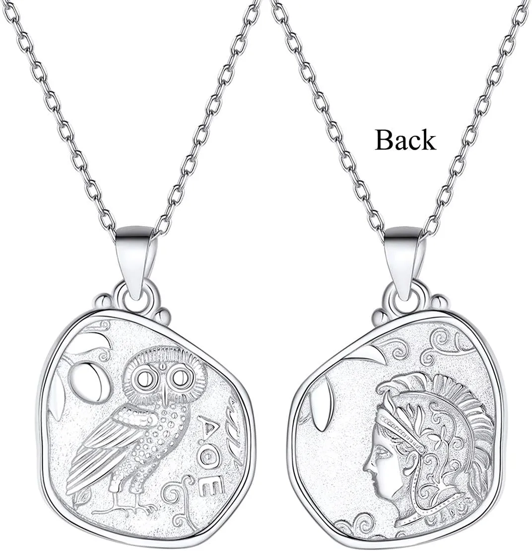 ChicSilver Coin Necklace Sterling Silver Vintage Round Circle Disc Dainty Coin Pendant Necklaces for Women (with Gift Box)