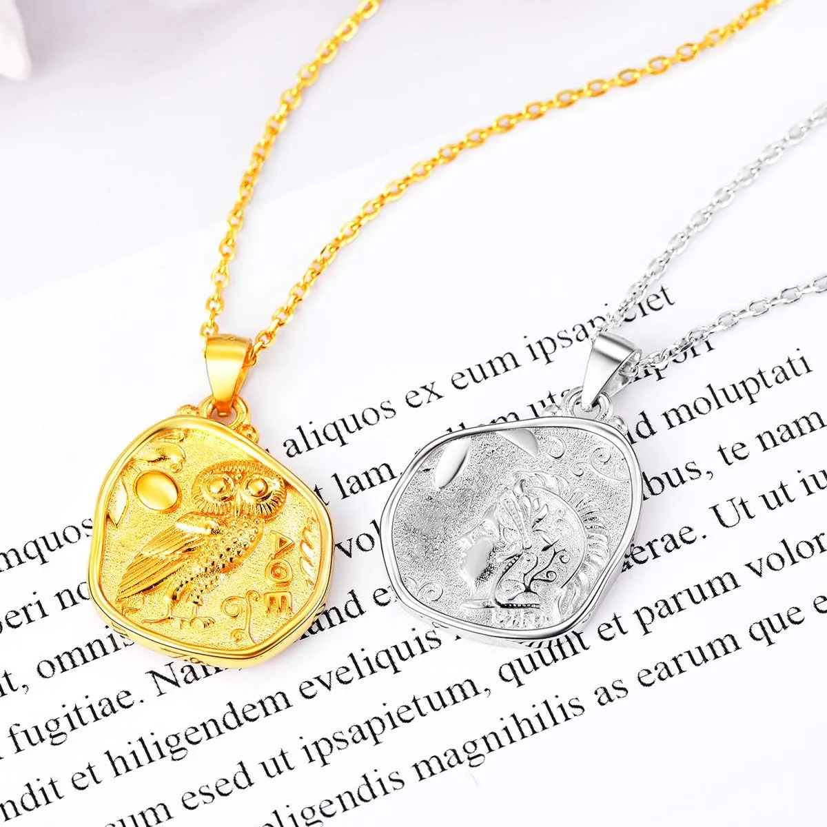 ChicSilver Coin Necklace Sterling Silver Vintage Round Circle Disc Dainty Coin Pendant Necklaces for Women (with Gift Box)