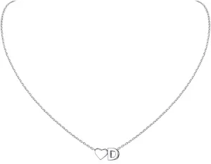 ChicSilver Initial Necklaces for Women Personalized Letter Necklace Dainty alphabet Heart Necklace for Women (with Gift Box)