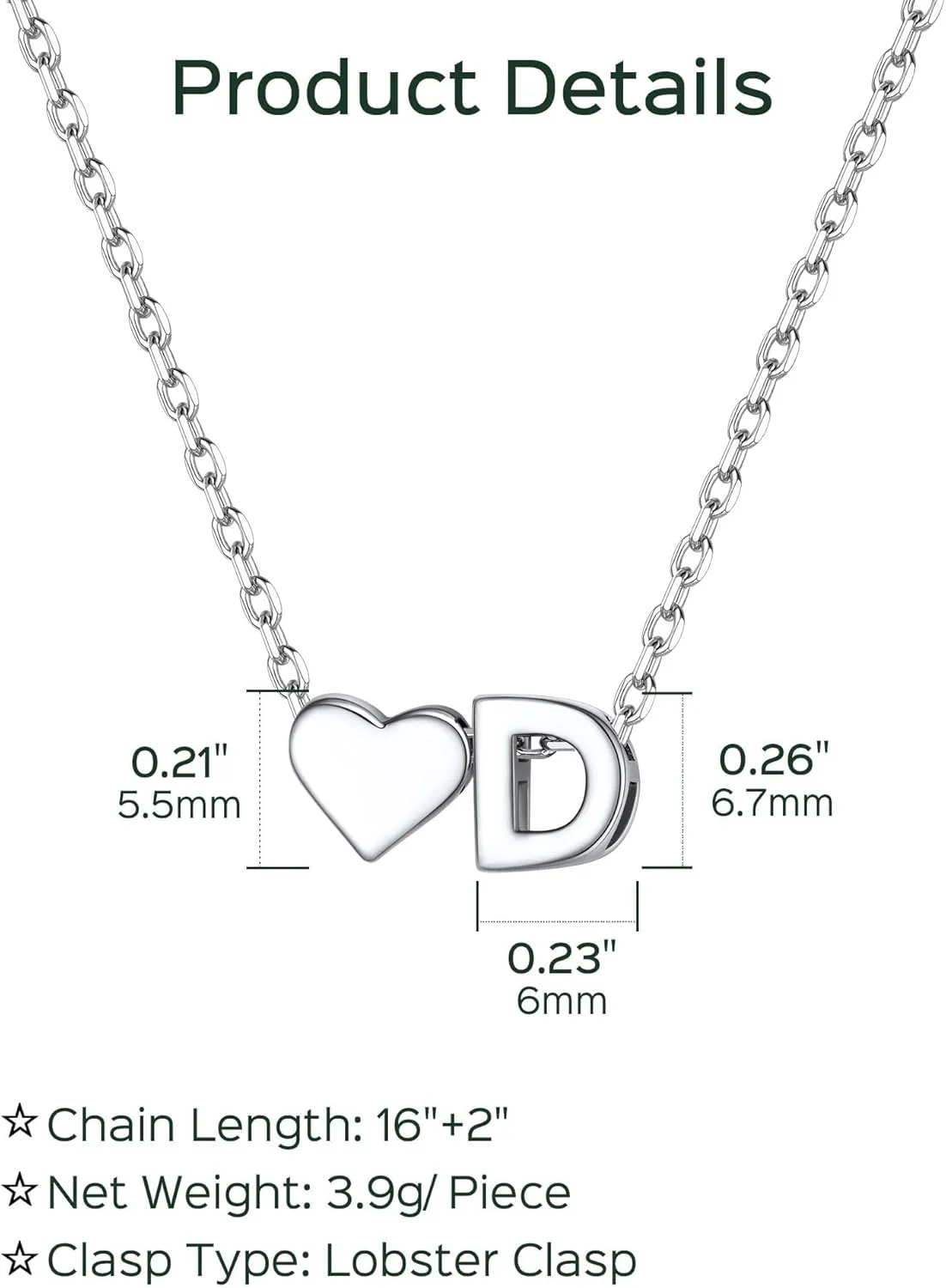ChicSilver Initial Necklaces for Women Personalized Letter Necklace Dainty alphabet Heart Necklace for Women (with Gift Box)