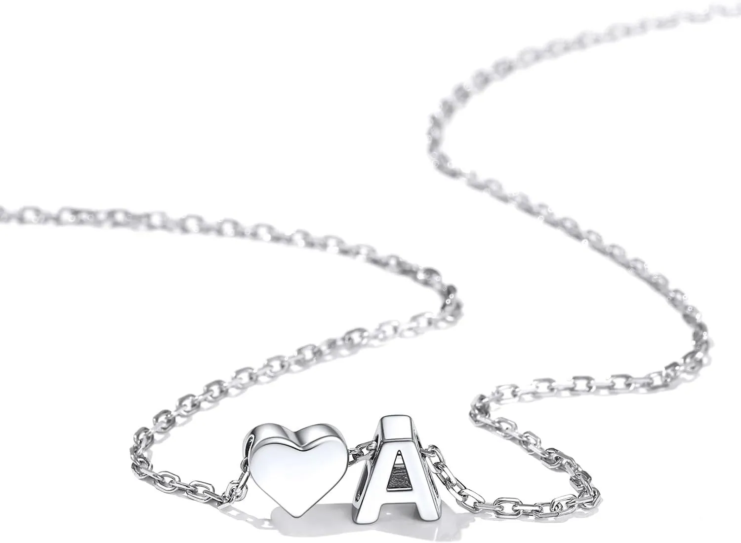 ChicSilver Initial Necklaces for Women Personalized Letter Necklace Dainty alphabet Heart Necklace for Women (with Gift Box)