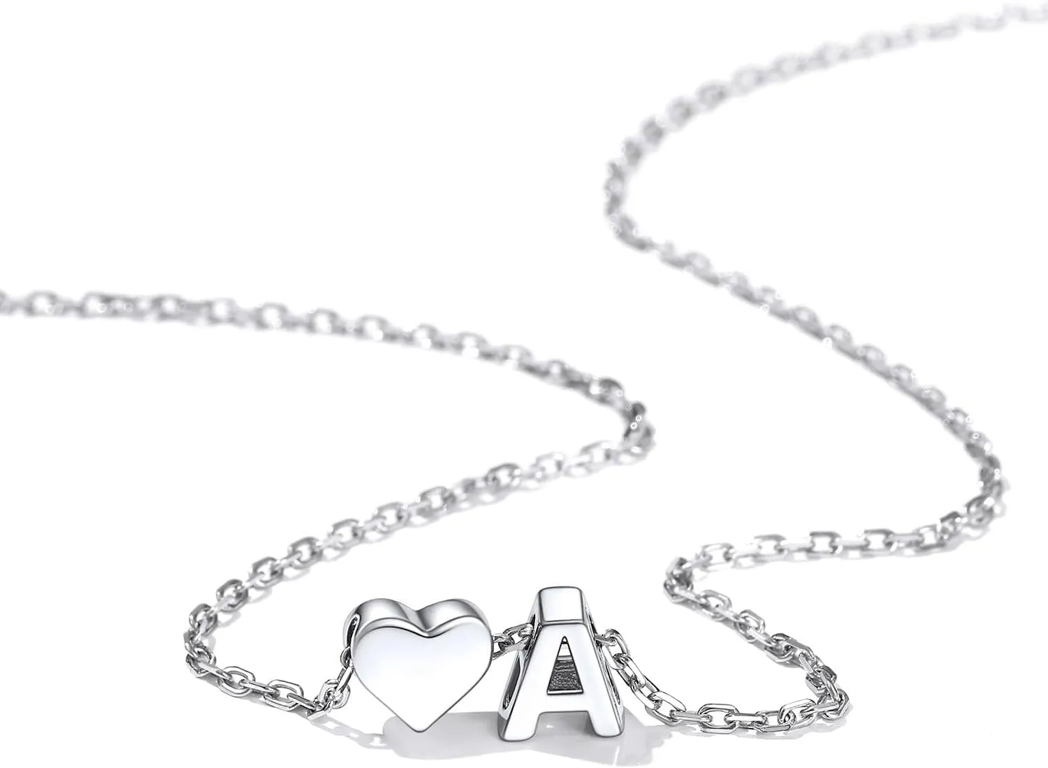 ChicSilver Initial Necklaces for Women Personalized Letter Necklace Dainty alphabet Heart Necklace for Women (with Gift Box)