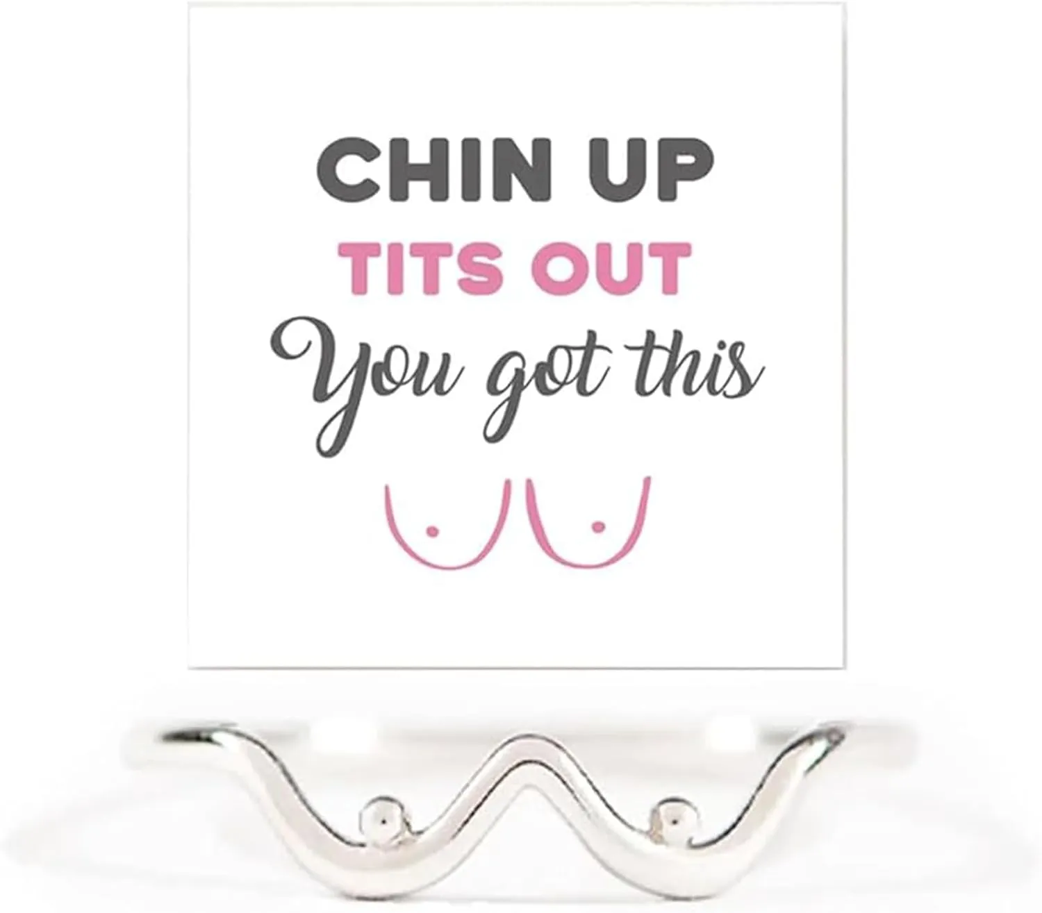 Chin Up Tits Out Boobie Ring for Women, Silver Funny Tits Boobie Rings Playful Personalized Tit Body Jewelry Confidence Power Celebrating Breastfeeding Feminist Gift