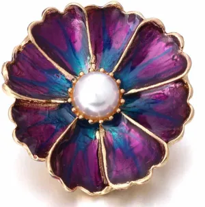 Choose a Color | Big Flower Pearl Snap Jewelry Ginger Charm 18MM Button Fits Women's Customizable Bracelets, Necklaces, Keychains, Rings
