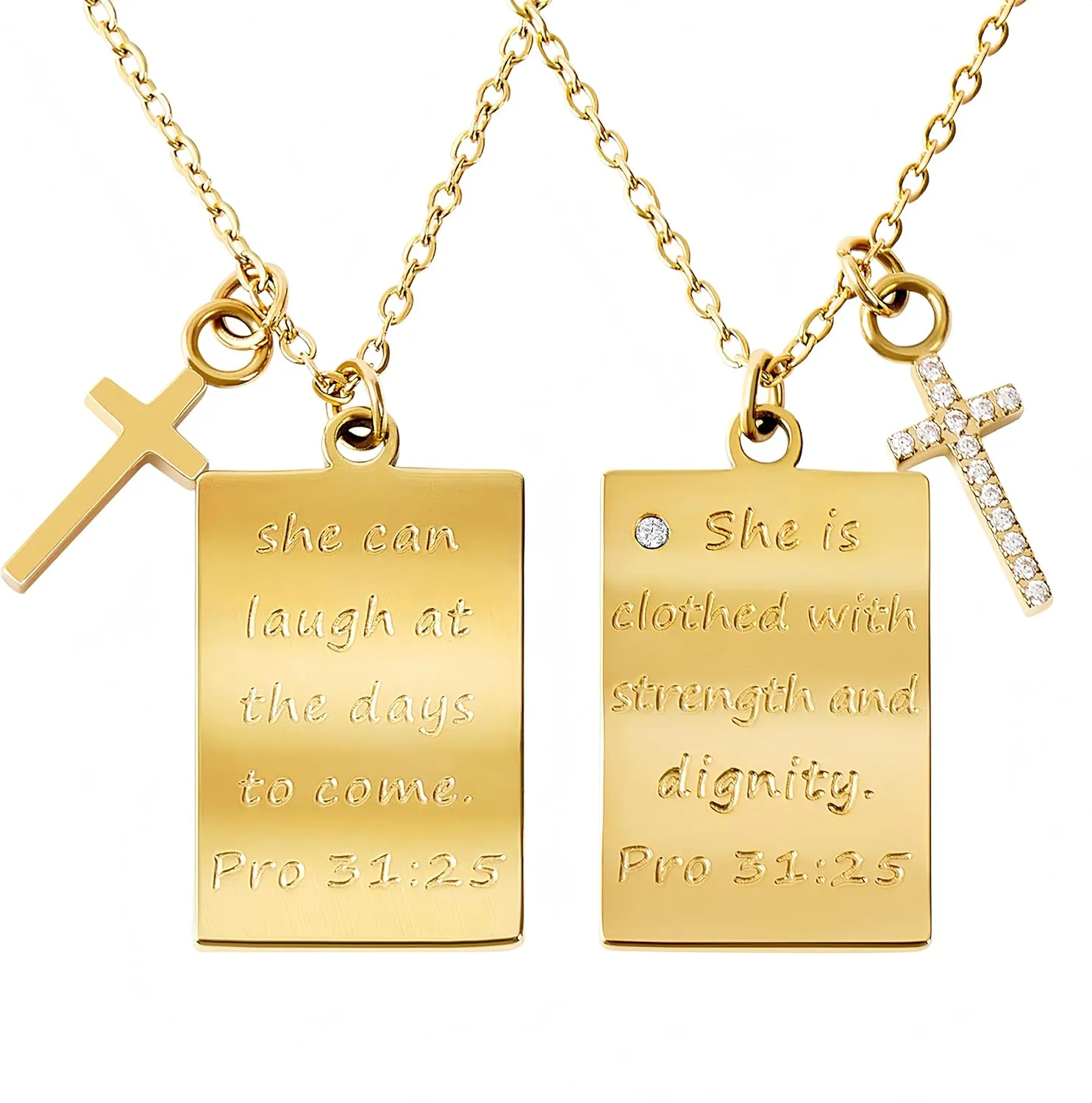 Christian Necklace for Women Bible Verse Pendant with Dainty Diamond Cross Necklace for Women 18k Gold-Plated Necklace for women Religious Jewelry for Faith Inspirational Gift for Women